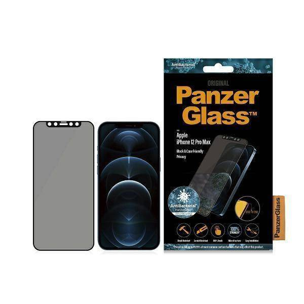 PanzerGlass E2E Super+ iPhone 12 Pro Max Case Friendly AntiBacterial Microfracture Privacy czarny/black