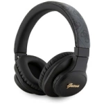 Guess Leather Tone On Tone Script Bluetooth 4G Over-Ear-Kopfhörer, Schwarz