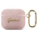 Guess GUA3SASMP AirPods 3 cover różowy/pink Saffiano Script Metal Collection