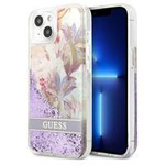 Guess GUHCP13SLFLSU iPhone 13 mini 5,4 "violett / lila Hardcase Flower Liquid Glitter
