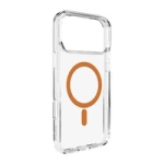 Puro Lite Mag TPU+PC Hülle kompatibel mit MagSafe für iPhone 17 Pro - Transparent mit orangefarbenem Ring