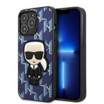 Original Handyhülle IPHONE 13 PRO MAX Karl Lagerfeld Hardcase Monogram Ikonik Patch blau