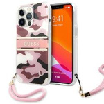 Guess nakładka do iPhone 13 6,1" GUHCP13MKCABPI różowy hard case Camo Strap Collection