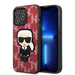 Original Handyhülle IPHONE 13 PRO Karl Lagerfeld Hardcase Monogram Ikonik Patch rot