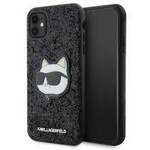Karl Lagerfeld KLHCN61G2CPK iPhone 11 / Xr 6,1&quot; schwarz/schwarzes Hartschalenetui mit glitzerndem Choupette-Patch