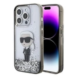 Karl Lagerfeld Liquid Glitter Ikonik Hülle für iPhone 15 Pro – transparent