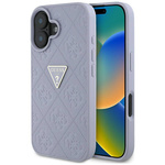 Schutzhülle IPHONE 16 Guess Hot Stamp 4G Pattern Triangle Metal Logo violett