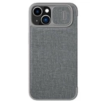 Nillkin Qin Cloth Pro Case Schutzhülle für iPhone 14 Plus, Kamera-Abdeckung, Holster-Abdeckung, Klapphülle, Grau