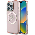 Original Handyhülle IPHONE 16 PRO MAX Guess IML Metal Mountain Logo MagSafe rosa