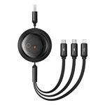 Baseus kabel Free2Draw Retractable Crystal Fast Charging Data Cable USB to M+L+C 100W 1.1m Cluster czarny