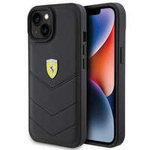 Ferrari Quilted Metal Logo-Hülle für iPhone 15 – Schwarz
