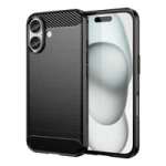 Carbon Case Silikonhülle für iPhone 16 - Schwarz