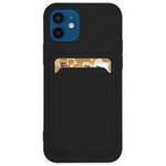 Kartenetui Silikon Wallet Case mit Kartenfach Dokumenten für Samsung Galaxy S22+ (S22 Plus) Schwarz