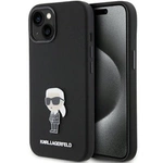 Karl Lagerfeld Silikon Ikonik Metal Pin Hülle für iPhone 15 – Schwarz
