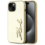 Karl Lagerfeld Wrinkled Metal Signature iPhone 15 Hülle - Gold