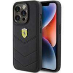 Ferrari Quilted Metal Logo-Hülle für iPhone 15 Pro – Schwarz