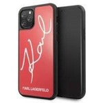 Karl Lagerfeld Double Layers Tempered Glass Glitter Signature Case -  Etui iPhone 11 Pro (czerwony)