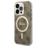 Guess IML 4G MagSafe Hülle für iPhone 15 Pro - Braun