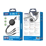 JELLICO Kabel B19 3in1 3.1A 1.2M schwarz