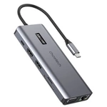 Choetech multifunktionaler HUB mit Display 12in1 USB-C auf USB-C / USB-A / HDMI / VGA / AUX / SD / TF grau (HUB-M26)