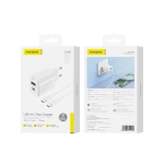 FONENG Netz-Ladegerät EU66 PD 20W 1xUSB-C + 1xUSB QC3.0 + kabel USB-C - USB-C weiss