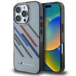Original Handyhülle IPHONE 16 PRO MAX BMW Hardcase Motosport IML Random Stripes (BMHCP16X23HTRAG) grau