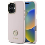 Original Handyhülle IPHONE 16 Guess Hardcase Silicone Logo Strass 4G (GUHCP16SM4DGPP) blassrosa