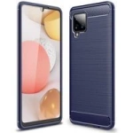 Carbon Case Flexibel Handyhülle TPU Schutzhülle für Samsung Galaxy A42 5G blau