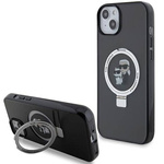 Original Handyhülle IPHONE 13 / 14 / 15 Karl Lagerfeld Hardcase Ring Stand Karl&Choupettte MagSafe (KLHMP14SHMRSKCK) schwarz
