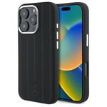 Original Handyhülle IPHONE 16 PRO MAX Mercedes Hardcase Silicone Vertical Tonal Stripes MagSafe (MEHMP16X23SUVSK) schwarz