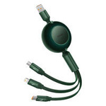 Baseus Bright Mirror 2 einziehbares Kabel 3in1 USB Typ A - micro USB + Lightning + USB Typ C 66W 1.1m grün (CAMJ010106)