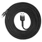 Baseus Kabel nylonowy Lightning iPhone 2A 3M QC 3.0 Szybkie ładowanie Cafule szary+czarny CALKLF-RG1