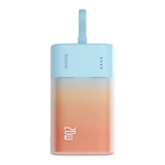 Baseus Popsicle 5200 mAh 20 W Powerbank mit integriertem Lightning Kabel (+ weißes Baseus Simple USB-C – USB-C 60 W/20 V/3 A/30 cm Kabel) – blau-orange