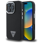 Original Handyhülle IPHONE 16 PRO MAX Guess Hardcase Grained Triangle MagSafe (GUHMP16XPGTSPSK) schwarz