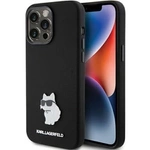 Karl Lagerfeld Choupette Metal Pin-Hülle aus Silikon für iPhone 15 Pro – Schwarz