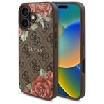 Original Handyhülle IPHONE 16 Guess Hardcase 4G Flowers Print MagSafe (GUHMP16SP4ROPEMCW) braun