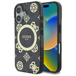 Original Handyhülle IPHONE 16 Guess Hardcase IML Peony On 4G Background MagSafe (GUHMP16SH4PYEEK) schwarz
