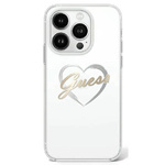 Original Handyhülle IPHONE 16 PRO Guess Hardcase IML Heart (GUHCP16LHCHGSPT) transparent