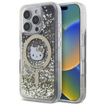Original Handyhülle IPHONE 16 PRO Hello Kitty Hardcase Liquid Glitter Fever MagSafe (HKHMP16LLGDIK) Schwarz und Golden