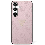 Schutzhülle SAMSUNG GALAXY S25 Guess Hot Stamp 4G Pattern Triangle Metal Logo rosa