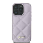 Schutzhülle IPHONE 16 Guess Hardcase Quiled Metal Logo (GUHCP16SPSQSQSU) hellviolett