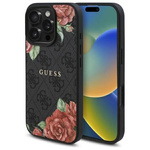Original Handyhülle IPHONE 16 PRO MAX Guess Hardcase 4G Flowers Print MagSafe (GUHMP16XP4ROPEMCK) schwarz