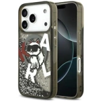 Karl Lagerfeld Liquid Glitter Choupette Logo MagSafe Case für iPhone 17 Pro - Schwarz