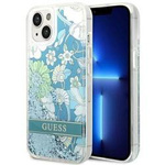 Schutzhülle IPHONE 14 PLUS Guess Hardcase Flower Liquid Glitter grün