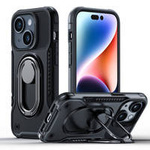 Joyroom Dual Hinge Case für iPhone 14 Plus gepanzerte Hülle mit Ständer und Ringhalter schwarz