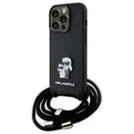 Karl Lagerfeld Crossbody Saffiano Metal Pin Karl &amp; Choupette case for iPhone 15 Pro - black