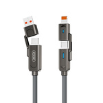 XO kabel NB275 4w1 USB-C - Lightning + USB + USB-C 60W 1,0m szary