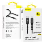 Blavec Kabel Raptor pleciony - Typ C na Typ C - PD 100W 5A 1 metr (CRA-CC5BG10) czarno-szary