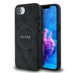 Guess PU Leather 4G Colored Ring Case with MagSafe for iPhone 16e - Black