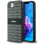 DKNY Repeat Texture Pattern with Tonal Stripe case for iPhone 16e - black
